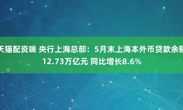 天猫配资端 央行上海总部：5月末上海本外币贷款余额12.73万亿元 同比增长8.6%